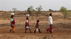 Lidé v Indii často musí ke studnám pro trochu vody ujít mnoho kilometrů (Duben...