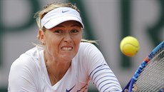ÚSILÍ. Maria arapovová zahrává bekhend v osmifinále Roland Garros s Lucií...