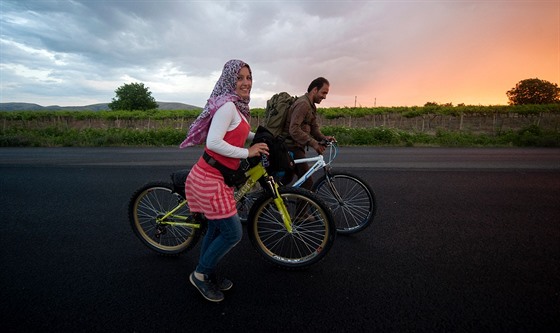Migranti si v Makedonii na cestu do Evropy kupují bicykly (9. ervna 2015)