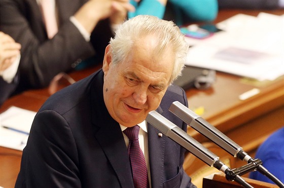 Prezident Milo Zeman pi svém projevu v Poslanecké snmovn. (19. ervna 2015)