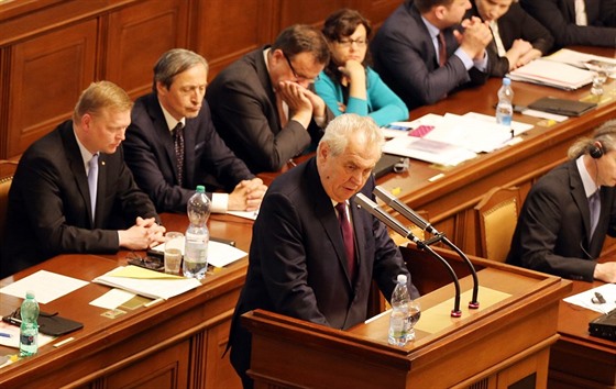 Prezident Milo Zeman pi svém projevu v Poslanecké snmovn. (19. ervna 2015)