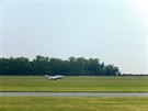 Jediné v Evrop létající letadlo Mig 15 pistává pi Airshow ve Kbelích.