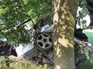 Snímek z nehody Audi A4 a fabie mezi Zábehem a Postelmovem na umpersku. Na...