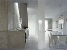 Interiérm dominuje pohledový beton a sklo. Z holého betonu je vyrobena...