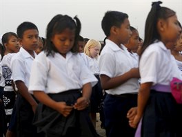 Yaisseth Morales, 11, who is part of the albino or "Children of the Moon"...