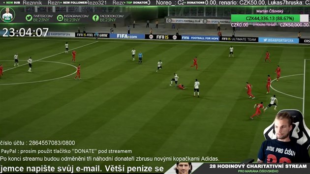 Obrzek z Beneova streamu, pi kterm hrl titul FIFA.