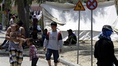 Uprchlíci na eckém ostrov Lesbos (16. ervna 2015).