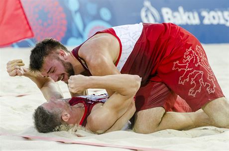 Jan Hadrava a Pemysl Kubala (dole) se radují z bronzové medaile z Evropských...