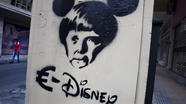 Nmeck kanclka Angela Merkelov coby Mickey Mouse.