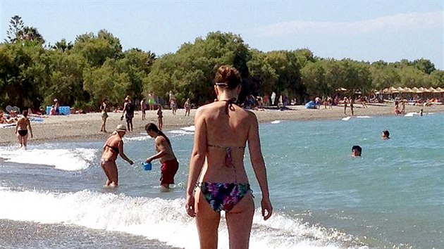 Ostrov Kos, Lambi, na pláži (25. června 2015)