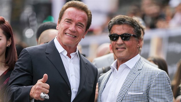 Arnold Schwarzenegger a Sylvester Stallone (Los Angeles, 28. června 2015)