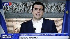 �ecký premiér Alexis Tsipras b�hem svého televizního vystoupení, ve kterém...