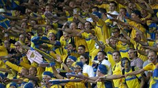 Fanoušci švédských fotbalistů do 21 let v semifinále evropského šampionátu v...