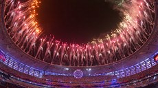 Závěrečný ohňostroj na slavnostním zakončení Evropských her v Baku.