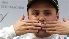 Felipe Massa z Williamsu se raduje ze třetího místa ve Velké ceně Rakouska F1.
