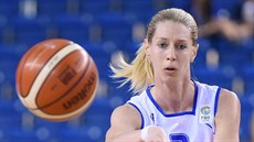 �ecká basketbalistka Aikaterina Sotiriuová b�hem utkání na mistrovství Evropy.