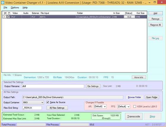 Video Container Changer 1.1