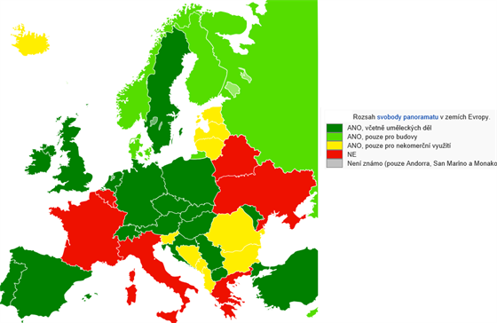 Rozsah svobody panoramatu v zemích Evropy