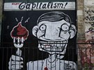 Graffitti v Aténách namíené proti kapitalismu.