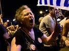 ekové v Athénách oslavují výsledky referenda. (5. ervence 2015)