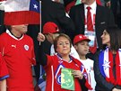 Chilská prezidentka Michelle Bacheletová bhem finále mistrovství Jiní Ameriky.