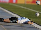Argentinský útoník Sergio Agüero bhem finále mistrovství Jiní Ameriky proti...
