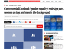 „Kontroverzní genderově vyvážený redesign Facebooku dala ženu vpřed a muže do...