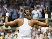 Garbie Muguruzaov se raduje z postupu do finle Wimbledonu.