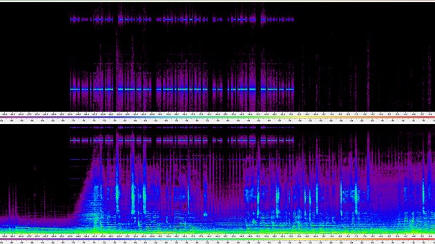 Grafick zobrazen audio stopy, ze kter bylo mon vyst morseovu abecedu.