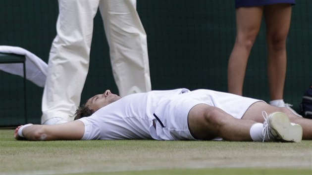 Richard Gasquet se raduje z postupu do semifinle Wimbledonu