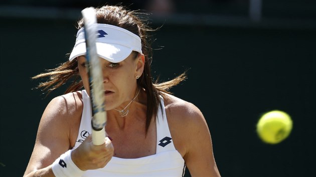 Agnieszka Radwask bhem semifinle Wimbledonu