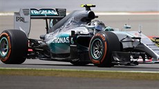 Nico Rosberg pi kvalifikaci na Velkou cenu Velké Británie.