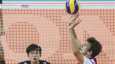 Momentka z utkání Sv�tové ligy mezi �eskem (�ervená) a Japonskem