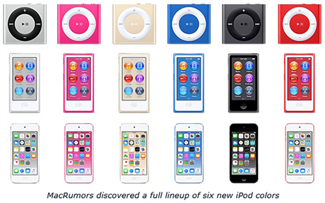 Barevné variace nových iPod