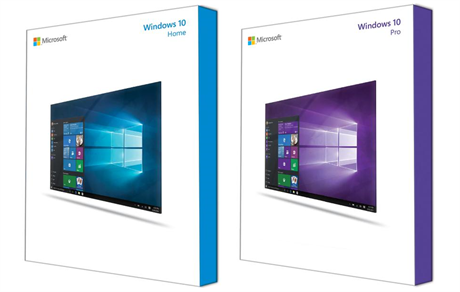 istá grafika obal krabic s Windows 10 na DVD.