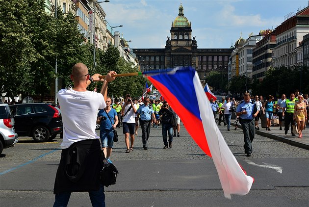 Demonstrace proti imigrantům na Václavském náměstí. (Ilustrační foto)