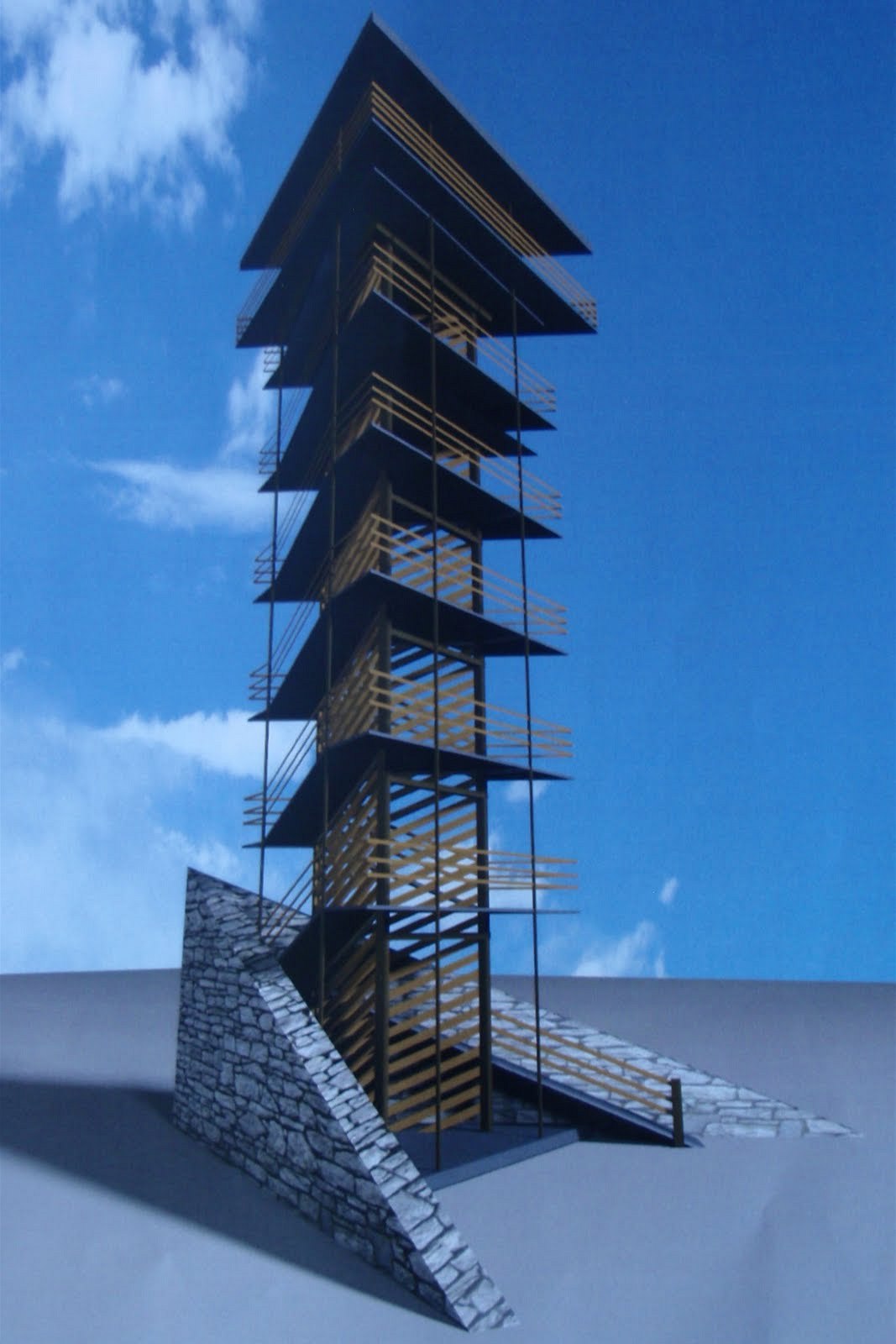 Architekt Jan Lep�a navrhl podobu rozhledny jako trojboké v�e.