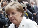 Německá kancléřka Angela Merkelová přijíždí na jednání o řecké krizi v Bruselu...