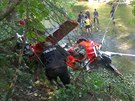 Na Slovensku v pátek havaroval vrtulník, snímek ze sobotního dopoledne (18....