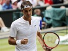 Radostné gesto Rogera Federera ve finále Wimbledonu