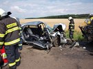 Dva lid� se zranili p�i �eln�m st�etu osobn�ho auta s traktorem u obce...
