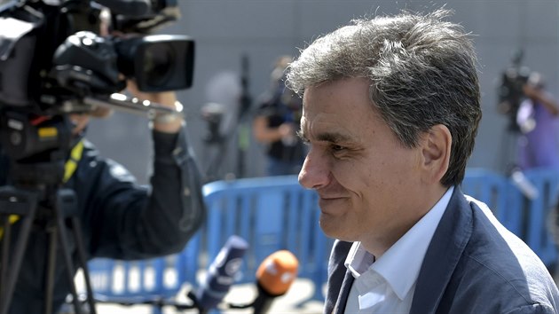 eck ministr financ Euklid Tsakalotos pichz na jednn o eck krizi v Bruselu (11. ervence 2015)