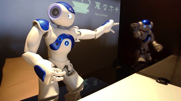 Robotický recepní nového japonského hotelu (15. ervence 2015).