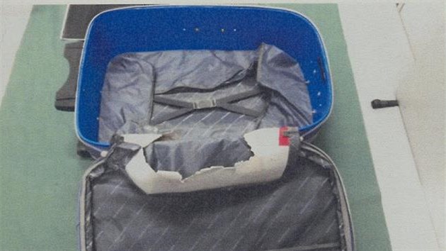 Speciln upraven kufr, kter pouvali kuri pro pevoz pervitinu do Japonska. Policie kufr zajistila pi vyetovn operace nazvan "SAKE". (10. 7. 2015)