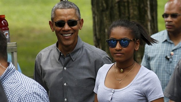 Americk prezident Barack Obama s mlad dcerou Sashou (18. ervence 2015).