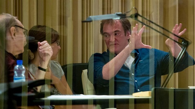 Ennio Morricone a Quentin Tarantino v praskm studiu pi nahrvn filmov hudby k westernu The Hateful Eight.