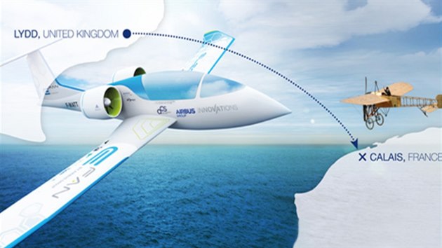 Let elektrického letounu Airbus E-Fan z Anglie do Francie