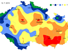 Míra ohroení pdním suchem ve vrstv 0 a 100 cm (12. 7. 2015)