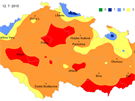 Míra ohroení pdním suchem ve vrstv 0 a 20 cm (12. 7. 2015)