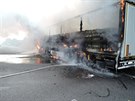 Požár kamionu v Příšovicích u Turnova.